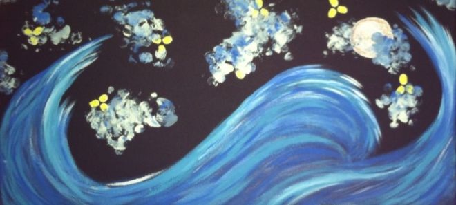 Tidal Wave, 4x7 wall painting ($17.99)